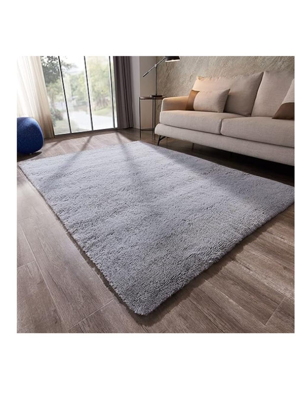Fluffy Soft Shag Area Rug 5x7 Non-Slip Light Gray